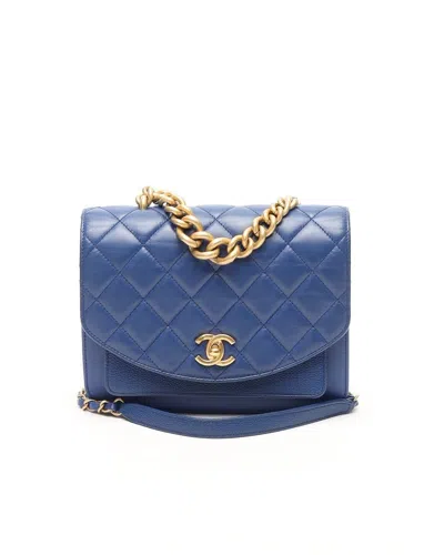 Pre-owned Chanel Chain Handle Flap Bag Bag In Blue