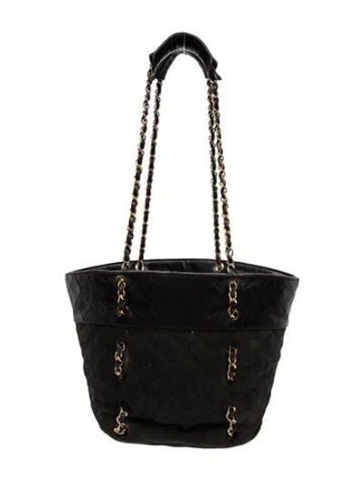 Pre-owned Chanel Chain Link Quilted Tote In Black