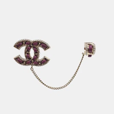 Pre-owned Chanel Chain Logo Earrings In Multi