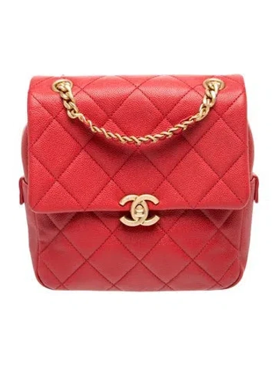Pre-owned Chanel Chain Melody Backpack In Red