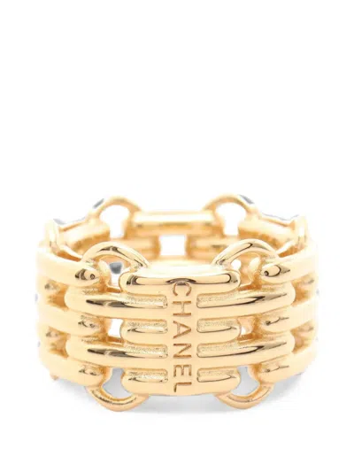 Pre-owned Chanel Chain Motif Ring In Gold