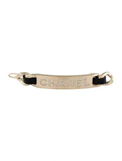 Pre-owned Chanel Chain Plate Barrette Hair Clip In Gold