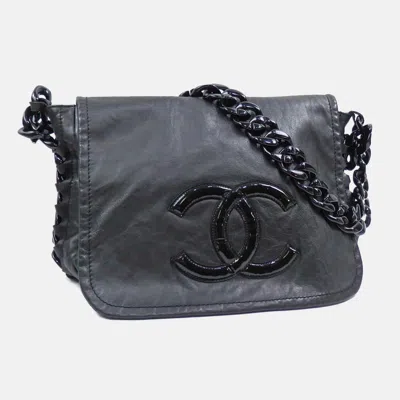 Pre-owned Chanel Chain Shoulder Bag Luxury Line Black Lamb Leather Plastic Coco Mark