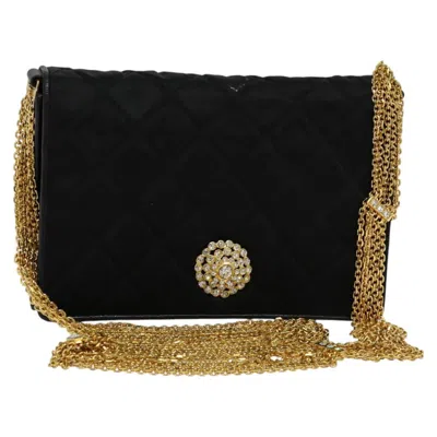 Pre-owned Chanel Chain Shoulder Bag Silk Satin Shoulder Bag Bag () In Black