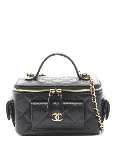 Pre-owned Chanel Chain-strap Top-handle Cross Body Bag In Black