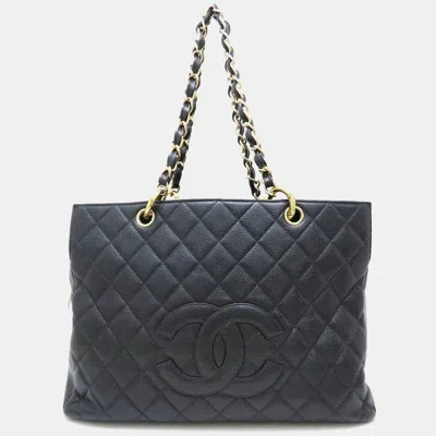 Pre-owned Chanel Chain Tote Bag Caviar Skin Black