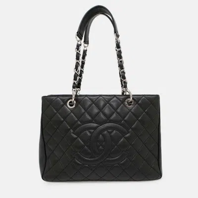 Pre-owned Chanel Chain Tote Bag With Coco Mark And Caviar Leather Matelasse Gst Shoulder Black