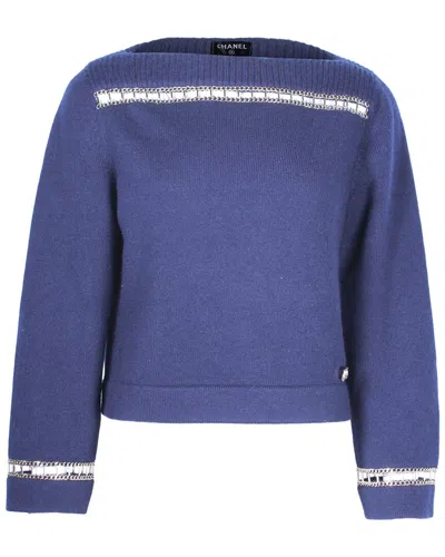 Pre-owned Chanel Chain Trim Boat Neck Sweater (authentic Pre-loved)