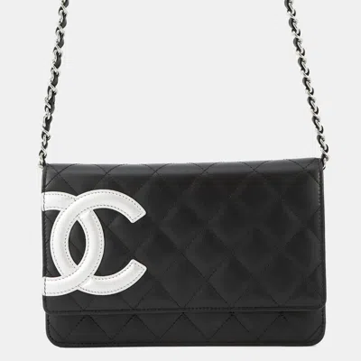 Pre-owned Chanel Chain Wallet Cambon Line Coco Mark Black