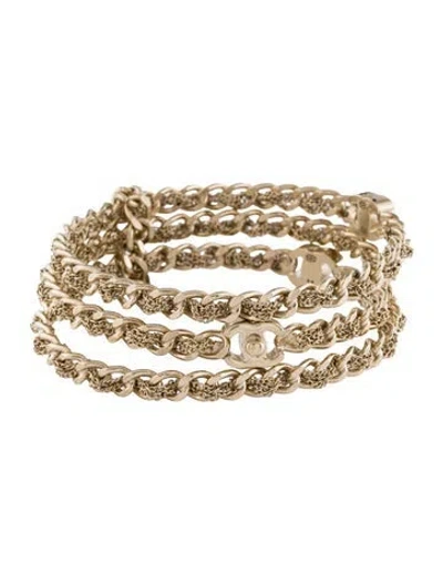 Pre-owned Chanel Chain Woven Cc Bangle Set, 8" In Multi