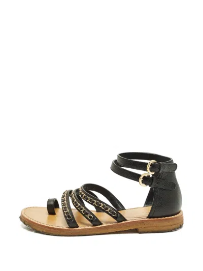 Pre-owned Chanel Chain-embellished Sandals In Black