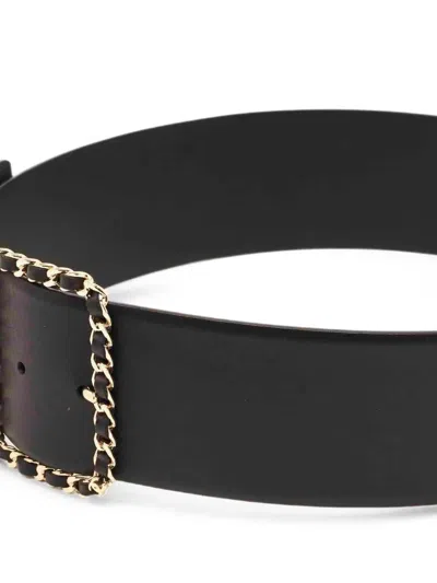 Pre-owned Chanel Chain-link Buckle Belt In Black