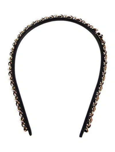 Pre-owned Chanel Chain-link Cc Headband In Black