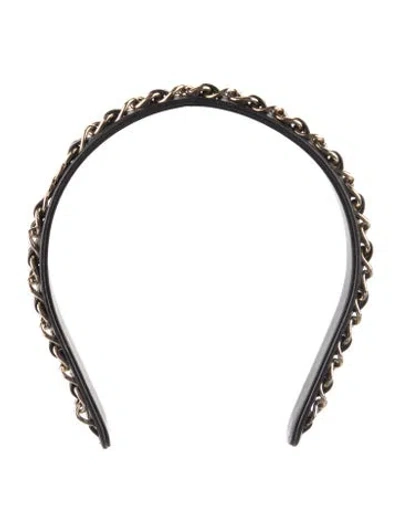 Pre-owned Chanel Chain-link Cc Headband In Black