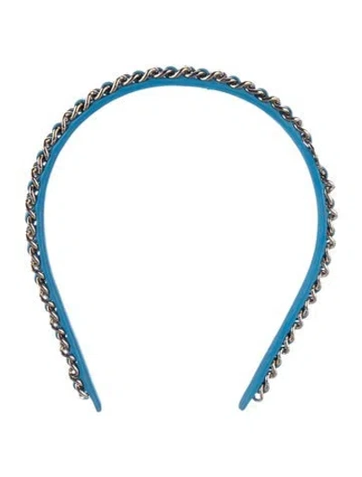 Pre-owned Chanel Chain-link Cc Headband In Blue