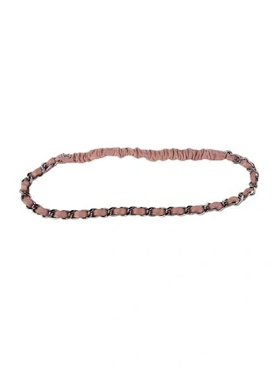 Pre-owned Chanel Chain-link Cc Leather Headband In Pink