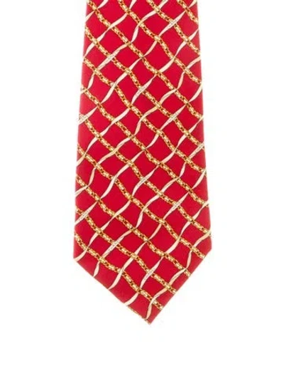 Pre-owned Chanel Chain-link Silk Tie In Red