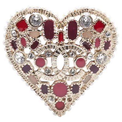 Pre-owned Chanel Champagne Gold Gold Plating Brooch () In Multi