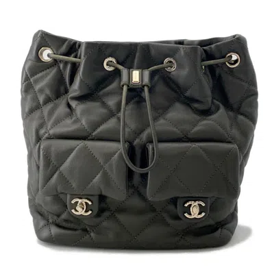 Pre-owned Chanel Champagne Gold Leather Backpack () In Multi