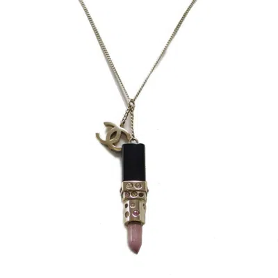 Pre-owned Chanel Champagne Gold Pink Metal Plastic Necklace () In Multi