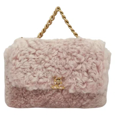 Pre-owned Chanel 19 Pink Fur Shoulder Bag ()