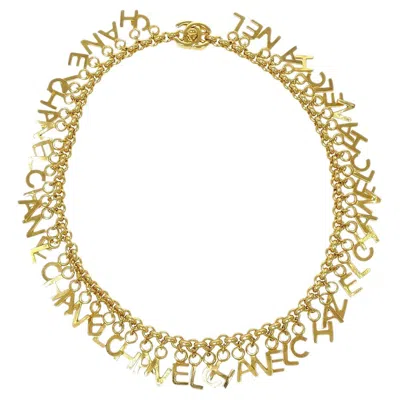 Pre-owned Chanel '' Gold Metal Chain Logo Choker Necklace In Multiple