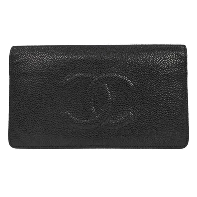 Pre-owned Chanel V Stitch Chevron Long Bifold Wallet Pink Chevron Black Calfskin Wallets Accessory (pre