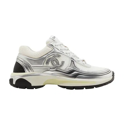 Pre-owned Chanel Wmns Cc Logo Sneaker 'white Silver' | Women's Size 38.5