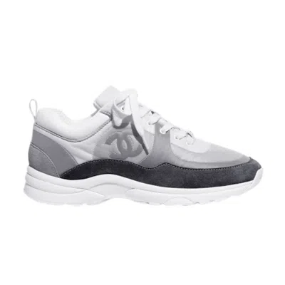 Pre-owned Chanel Wmns Suede Calfskin Sneaker 'ecru Grey' | White | Women's Size 38.5