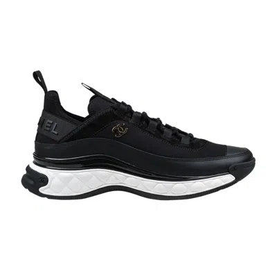 Pre-owned Chanel Wmns Velvet Calfskin & Mixed Fibers Sneaker 'black' | Women's Size 37.5