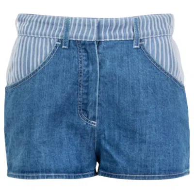 Pre-owned Chanel Chanle Indigo Blue Cotton 2014 Striped Denim Hot Pants Shorts 36 Xs