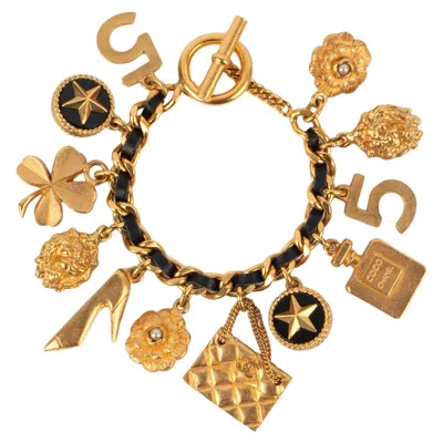 Pre-owned Chanel Charm Bracelet With Leather, 1993 In Multi