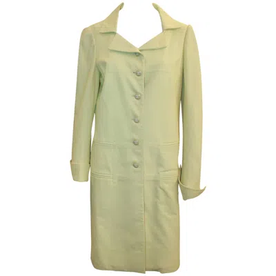 Pre-owned Chanel Chartreuse Lambskin 3/4 Coat - 40 - 04c In Sand