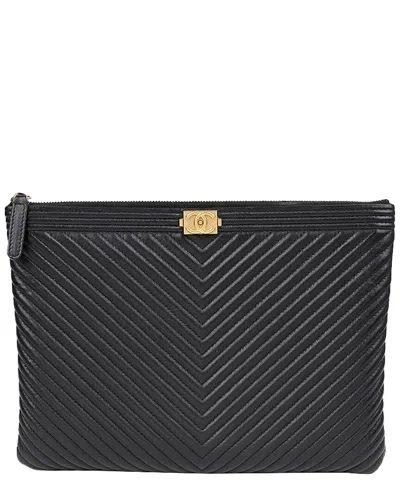 Pre-owned Chanel Chevron Boy New Medium Clutch (authentic Pre-loved)