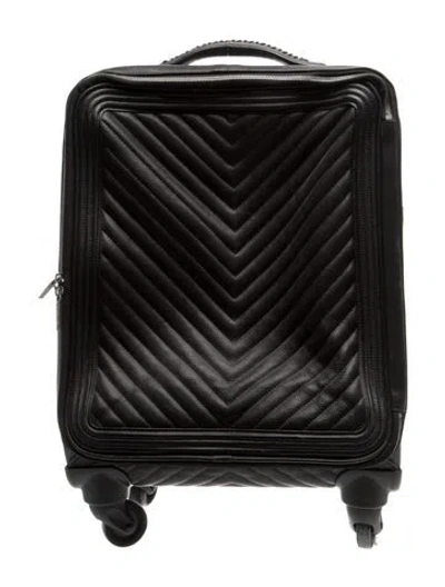 Pre-owned Chanel Chevron Caviar Coco Case Trolley In Black