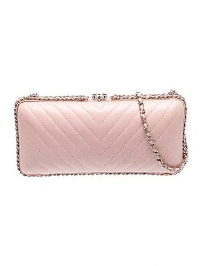 Pre-owned Chanel Chevron Chain-around Clutch In Pink