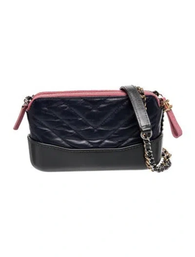 Pre-owned Chanel Chevron Gabrielle Clutch W/ Chain In Blue