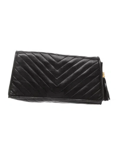 Pre-owned Chanel Chevron Tassel Clutch In Black