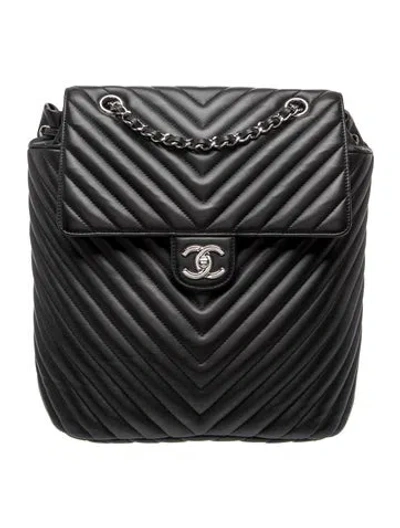 Pre-owned Chanel Chevron Urban Spirit Backpack In Black