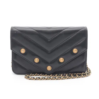 Pre-owned Chanel Chevron (v Stitch) Black Leather Shoulder Bag ()