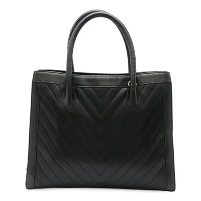 Pre-owned Chanel Chevron (v Stitch) Handbag Tote Bag () In Black
