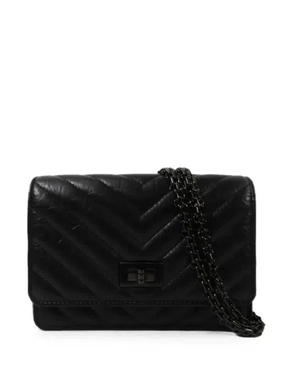 Pre-owned Chanel Chevron-quilted 2.55 Mini Shoulder Bag In Black