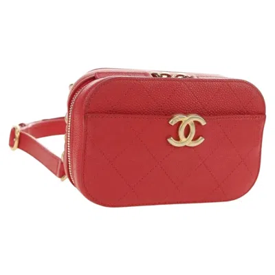 Pre-owned Chanel Chic Affinity Belt Stitched Caviar Red Leather Shoulder Bag Bag ()