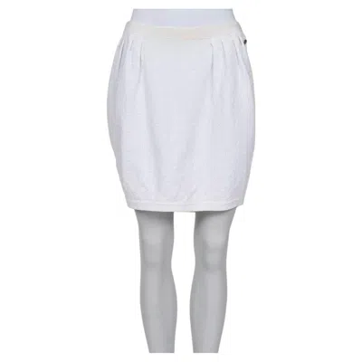 Pre-owned Chanel Chic  White Cotton Slim Skirt Sz.40/l