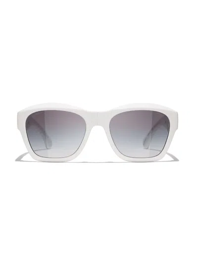 Pre-owned Chanel Chic Sunglasses 6055b Mini In White