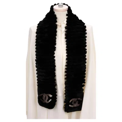 Pre-owned Chanel Chincilla Orylag Cc Scarf In Sand