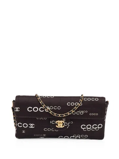 Pre-owned Chanel Choco Bar Cc Turn-lock Shoulder Bag In Black