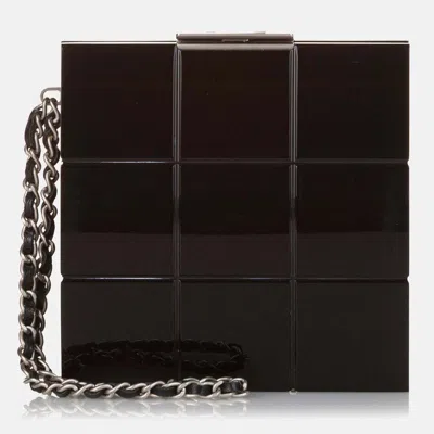 Pre-owned Chanel Choco Bar Lucite Perspex Black Handbag