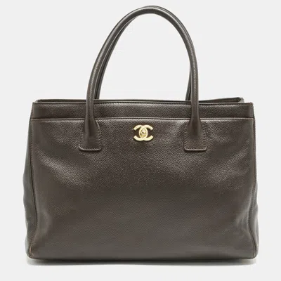 Pre-owned Chanel Choco Brown Leather Cerf Shopper Tote