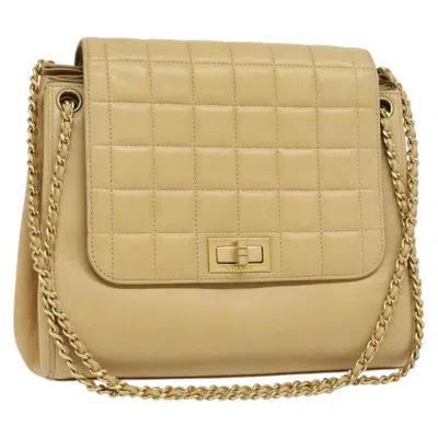 Pre-owned Chanel Chocolate Bar Accordion Reissue Flap Bag Quilted Lambskin Leather Shoulder Bag Bag () In Sand